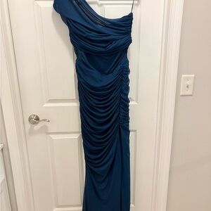Abercrombie & Fitch Blue Asymmetrical Ruched Gown